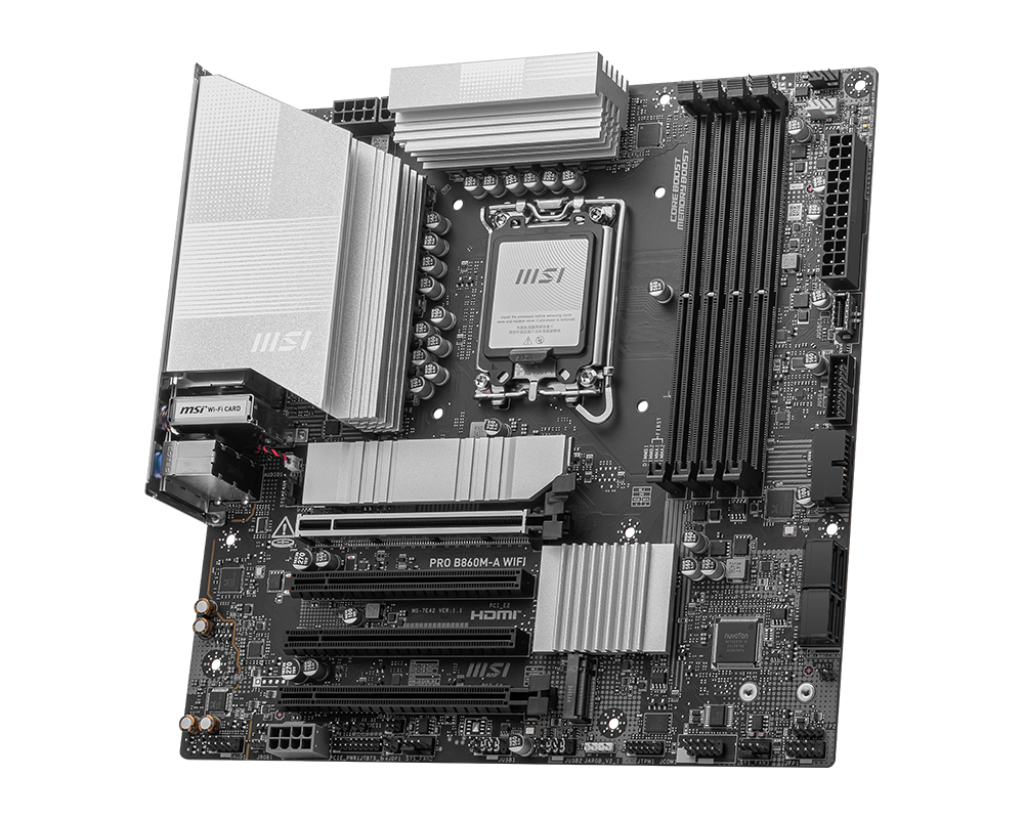 MSI PRO B860M‑A WIFI mATX Motherboard – Intel B860. LGA 1851. DDR5‑8600 OC. PCIe 5.0. M.2 Gen5. Wi‑Fi 7. 5 Gb LAN. Thunderbolt 4:圖片 4