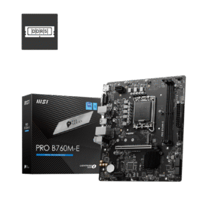 MSI PRO B760M-E DDR4 Micro-ATX Motherboard – LGA1700. Intel B760. DDR4-5333+ OC. PCIe 4.0 x16. HDMI. VGA. USB-C. 6+2+1 Phase Power Design