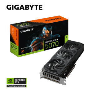 GIGABYTE GeForce RTX 5070 WINDFORCE SFF 12G – 12 GB GDDR7. 192‑bit. PCIe 5.0. DLSS 4. 3×DP 2.1b + HDMI 2.1b. Compact SFF Cooling System