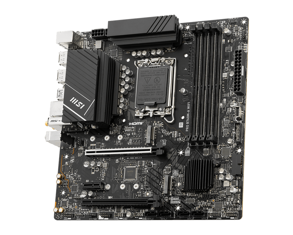 MSI PRO B760M‑A WiFi DDR5 mATX Motherboard – LGA 1700. DDR5 5333 MHz OC. PCIe 4.0. Wi‑Fi 6E. 2.5 Gb LAN:圖片 3