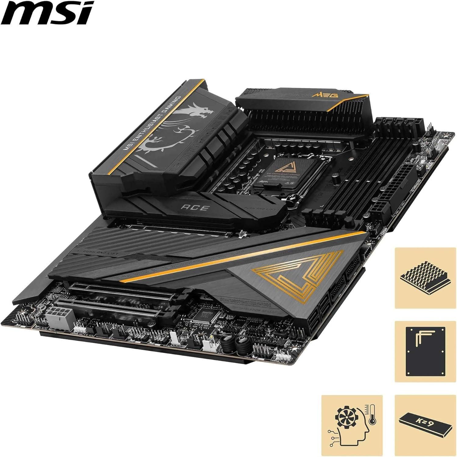 MSI MEG Z890 Ace LGA 1851 ATX Motherboard. Intel Z890 Chipset. 4x DDR5 UDIMM Slots. Up to 256GB Max Memory. Wi-Fi 7 & BT 5.4. 3x PCI-E x16 Slots. 5x M.2 Slots. Black:圖片 4