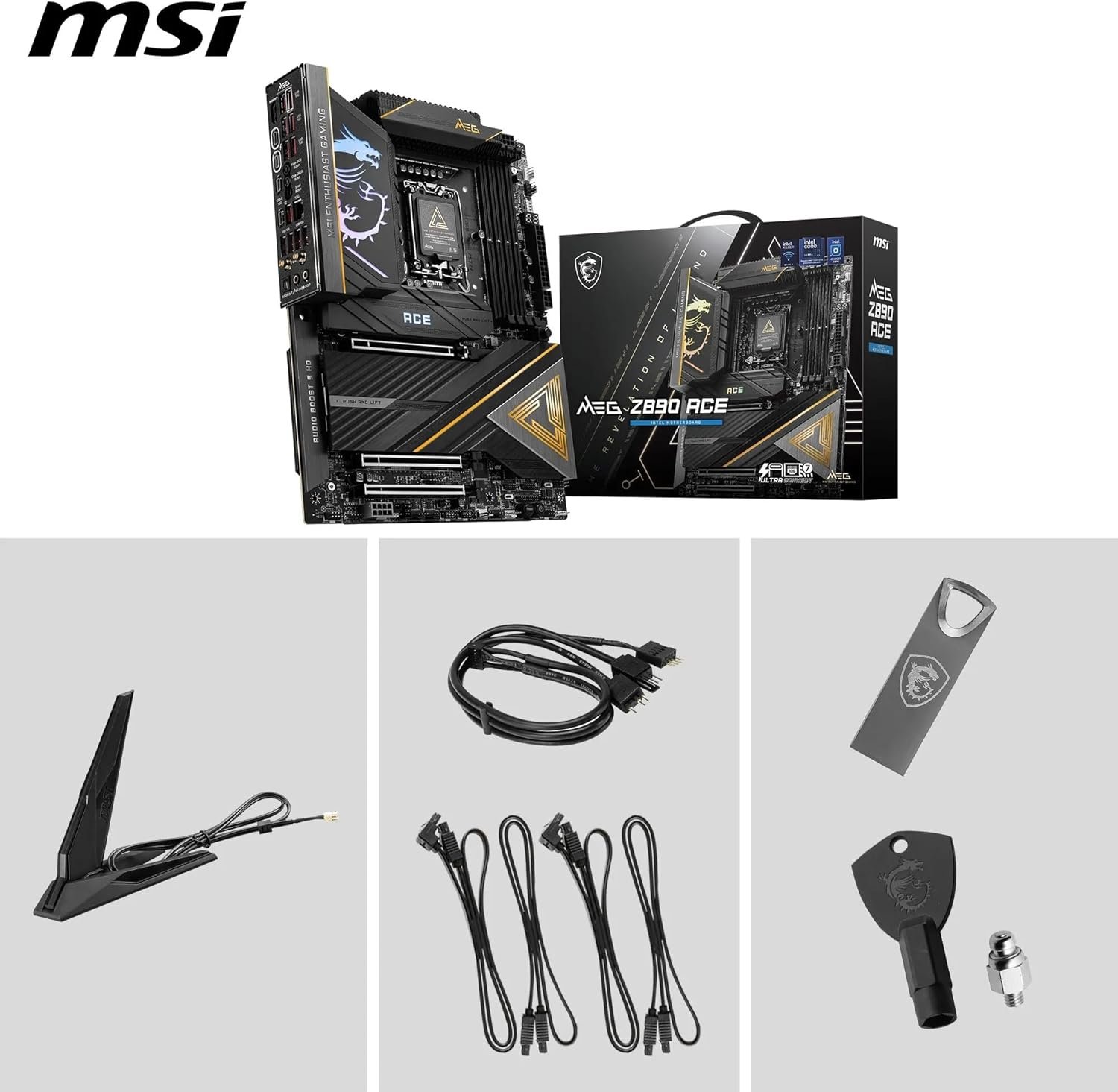 MSI MEG Z890 Ace LGA 1851 ATX Motherboard. Intel Z890 Chipset. 4x DDR5 UDIMM Slots. Up to 256GB Max Memory. Wi-Fi 7 & BT 5.4. 3x PCI-E x16 Slots. 5x M.2 Slots. Black:圖片 7