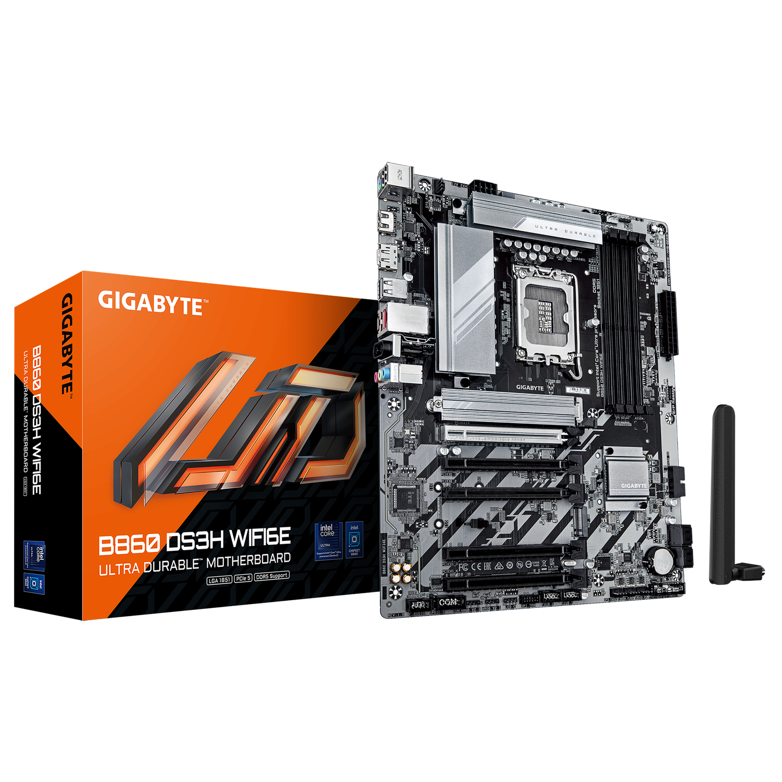 Gigabyte B860 DS3H WIFI6E ATX Motherboard – LGA1851. DDR5. PCIe 5.0/M.2. Wi‑Fi 6E. 2.5 Gb LAN. USB‑C 3.2 Gen2x2