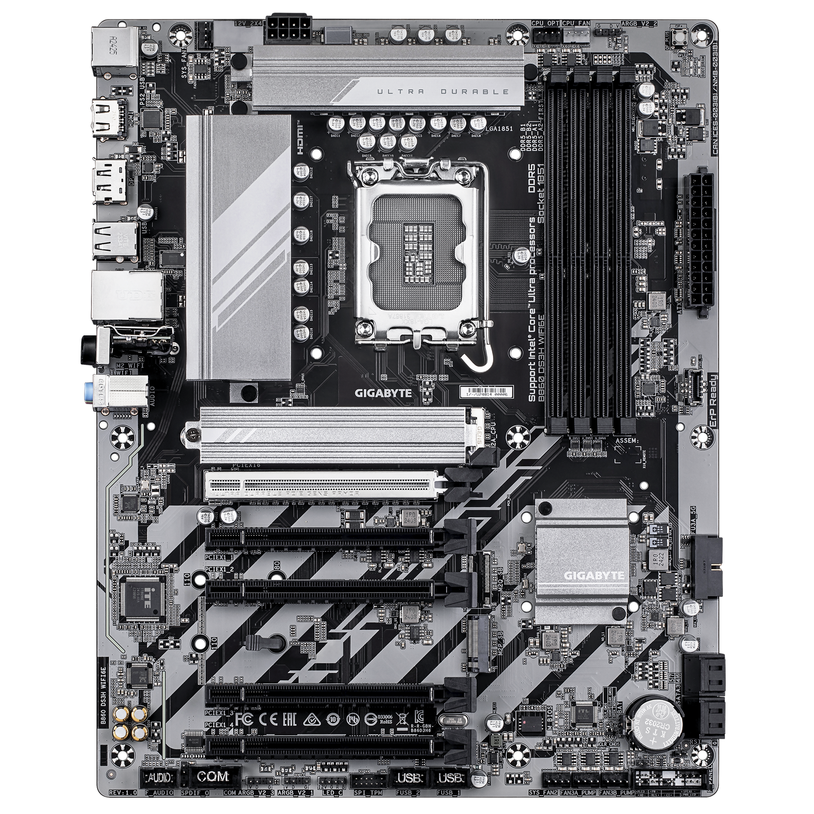 Gigabyte B860 DS3H WIFI6E ATX Motherboard – LGA1851. DDR5. PCIe 5.0/M.2. Wi‑Fi 6E. 2.5 Gb LAN. USB‑C 3.2 Gen2x2:圖片 2