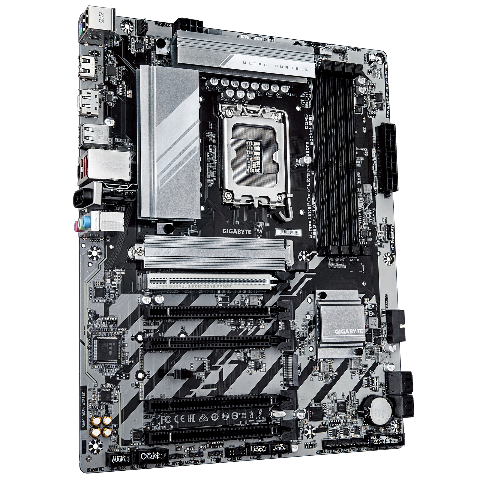 Gigabyte B860 DS3H WIFI6E ATX Motherboard – LGA1851. DDR5. PCIe 5.0/M.2. Wi‑Fi 6E. 2.5 Gb LAN. USB‑C 3.2 Gen2x2:圖片 3