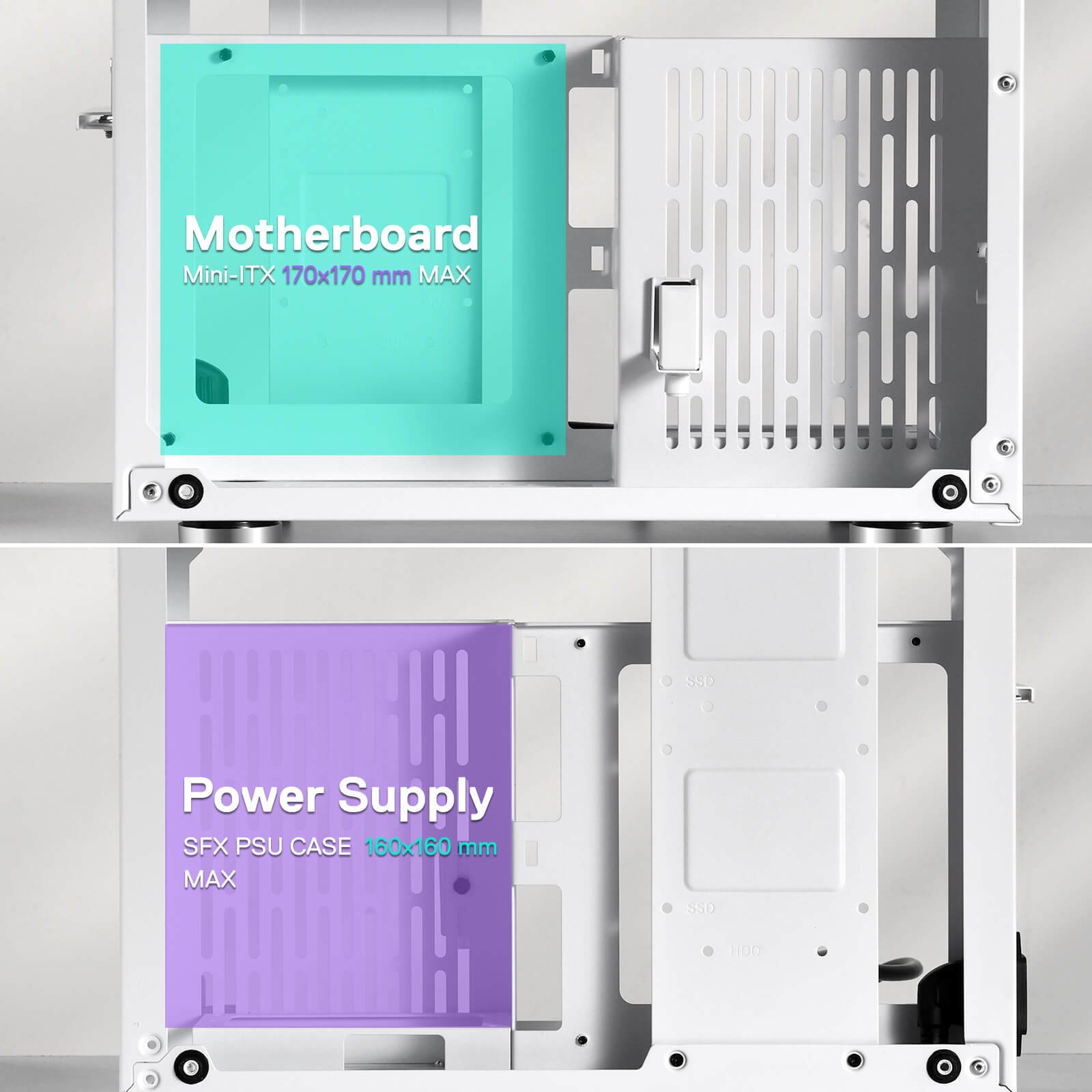 Redragon EB211 Mini-ITX Gaming PC Case. Small Form Factor Computer Chassis w/ Vented Honeycomb Acrylic Transparent Panels. Triple-Slot GPU and 360 Degree Accessibility. White:圖片 2