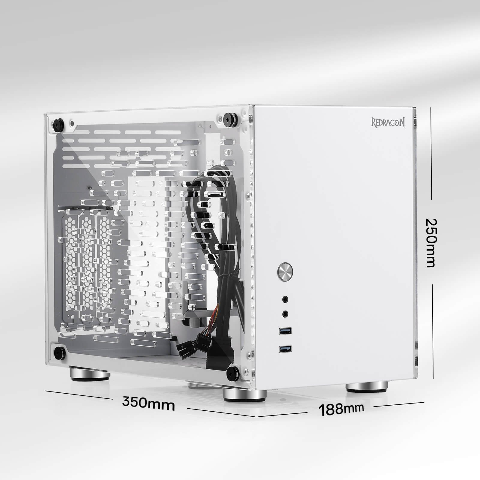Redragon EB211 Mini-ITX Gaming PC Case. Small Form Factor Computer Chassis w/ Vented Honeycomb Acrylic Transparent Panels. Triple-Slot GPU and 360 Degree Accessibility. White:圖片 12