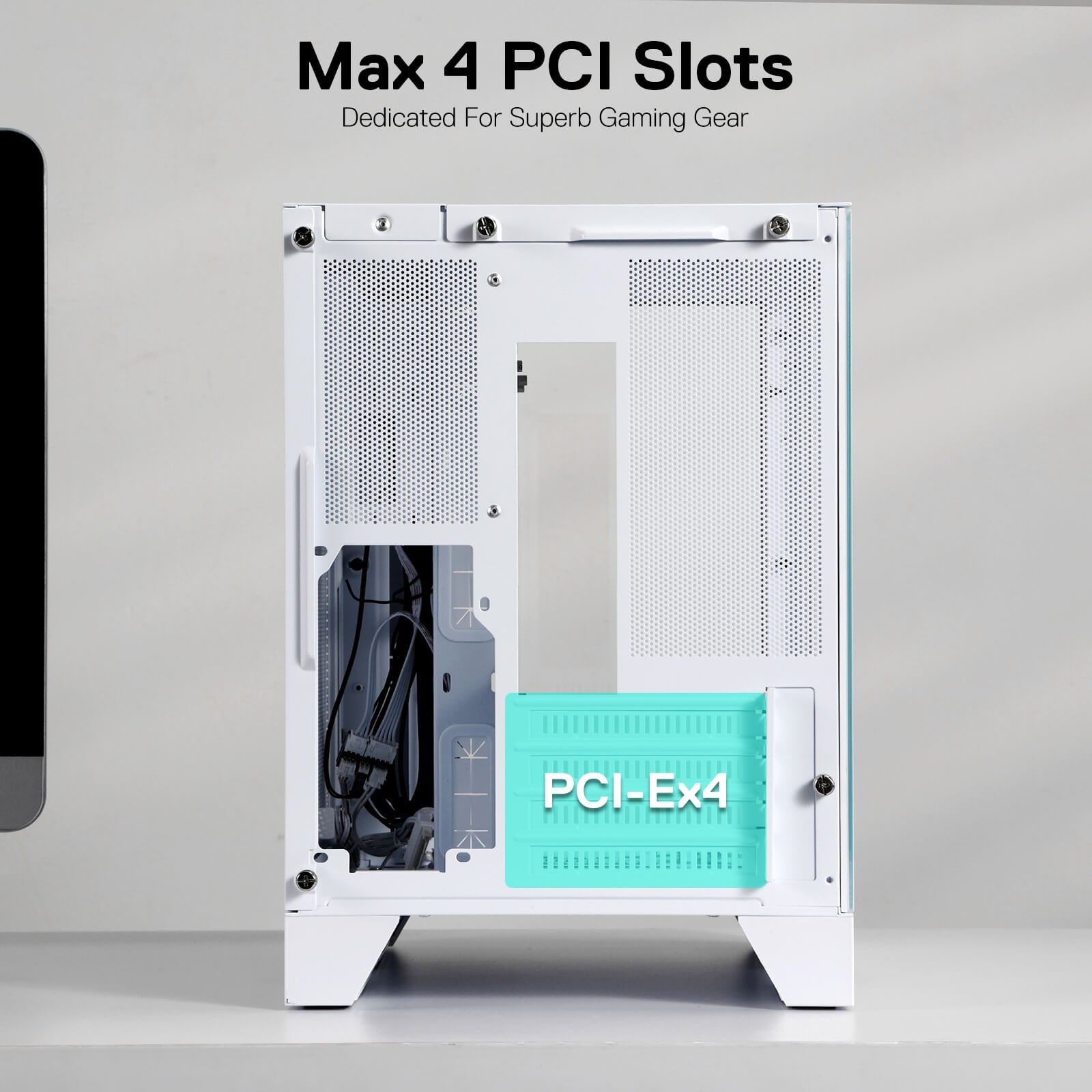 Redragon MC211 ITX Gaming PC Case. M-ATX Computer Chassis w/ 2 Tempered Glass Panels & High Airflow Perforated Panels. 240mm Radiator Support. Rhythm Sync Lighting Bar. Easy Cable Management. White:圖片 11